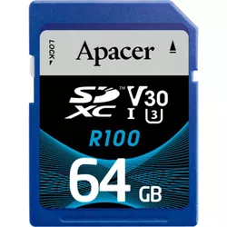 купить Флеш карта памяти SD Apacer AP64GSDHC10U7-R SDHC UHS-I U3 V30 R100 64GB RP в Кишинёве 