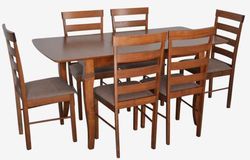купить Комплект стол и стулья Evelin di Costacurta стол HV-29V Burnish Oak + 6 стульев GLORIA Burnish/Ekea12 Dark Brown в Кишинёве 