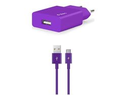 ttec Wall Charger Smart Travel with Cable USB to Type-C 2.4A (1.2m), Purple