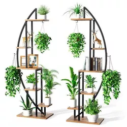 купить Подставка для цветов Mobildor-Lux Suport pentru plante Semilună cu iluminare, MDF/metal (negru/nuc) в Кишинёве 