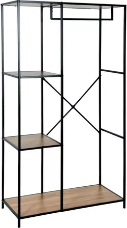 купить Этажерка H&S 48341 cu 4 polite si bara transversala 90x40x166cm, metal/MDF, natural в Кишинёве 