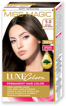 Vopsea p/u păr, SOLVEX Miss Magic Luxe Colors, 108 ml., 5.0 - Castaniu natural deschis
