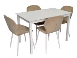 купить Комплект стол и стулья Evelin di Costacurta стол GLORIA White + 4 стула YTC-064Wh UF910-01 beige в Кишинёве 