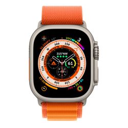 Apple Watch Ultra GPS + Cellular, 49mm Titanium Case with Orange Alpine Loop - Large, MQFM3