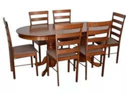 купить Комплект стол и стулья Evelin di Costacurta стол HV-31N Burnish Oak + 6 стульев GLORIA Burnish oak/Ekea12 Dark Brown в Кишинёве 