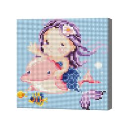 Русалочка и дельфин, 20x20 см, алмазная мозаика
