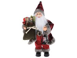 Дед Мороз с сумкой с подарками и фонарем 16X12X37cm
