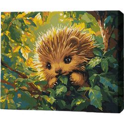 купить Картина по номерам BrushMe RMG0009FC 30x40сm (fără cutie) Arici în frunze в Кишинёве 