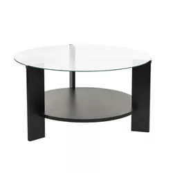 купить Журнальный столик Trendy Clara, Masuta de cafea, Wood Black, Transparent, 75x40x75cm в Кишинёве 