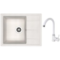 cumpără Chiuvetă bucătărie cu bateria Dr.Gans Nika 580 + SanDonna F 7073 alb în Chișinău 