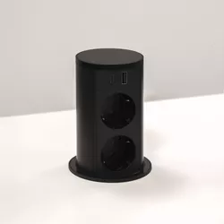 cumpără Priză electrică ASA Plastici 060.47F.00113 Versalift round version 2 sockets F + 1 USB 5V (A+C) Black methacryate în Chișinău 