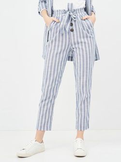 Pantaloni Stradivarius Albastru deschis in dungi 4553/341/010