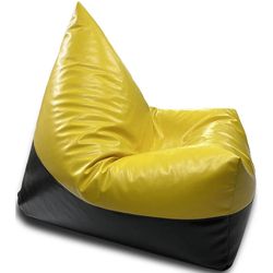 cumpără Fotoliu BeanBag BeanBag BM5801, Piramida, XL, piele ecologică lucioasă MAX, galben cu negru în Chișinău 