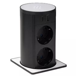 купить Розетка электрическая ASA Plastici 060.47F.00014 Versalift square version 2 sockets F + 1 USB 5V (A+C) White methacryate в Кишинёве 