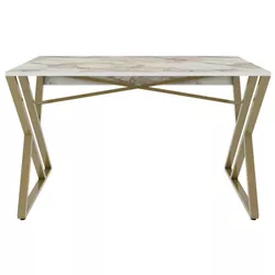 cumpără Masă de birou Trendy Gyza, AlbAur, 120x75x60cm în Chișinău 