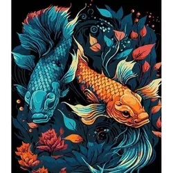 купить Картина по номерам Strateg 57206 Lumea subacvatica 30x40cm (fundal negru) в Кишинёве 