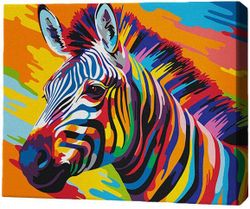 cumpără Tablou pe numere BrushMe RMG0036FC 30x40сm (fără cutie) Zebra în culori în Chișinău 