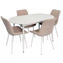 купить Комплект стол и стулья Evelin di Costacurta стол DT-533R Wh + 4 стула YTC-055Wh UF885-03 (Light beige) в Кишинёве 