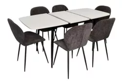 cumpără Set masă și scaune Evelin di Costacurta стол DT-532R B + 6 стульев YTC-064B UF885-15 (Dark grey) în Chișinău 