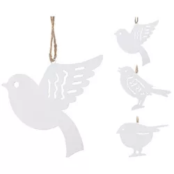 купить Новогодний декор Promstore 24830 Сувенир металлический Птица 15x10cm, белый в Кишинёве 