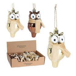 купить Новогодний декор Promstore 12830 Украшение елочное стеклянное Сова 9cm в Кишинёве 