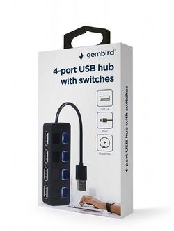USB 2.0 Hub 4-port with switches, Gembird "UHB-U2P4-05", Black