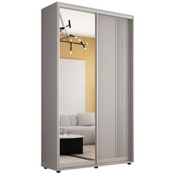 купить Шкаф Mobildor-Lux Compact uși glisante Oglindă + PAL cu ornament linii (130x45x220H cm) Grey в Кишинёве 