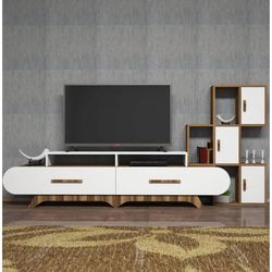 cumpără Comodă TV Trendy Flora S, Nuc, Alb 205x50x36cm în Chișinău 