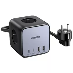 купить Удлинитель электрический Ugreen 60113 DigiNest Cube 65W 3xSoket, 2xUSB-A, 2xUSB-C, GaN, 3680W CD268, 1.8m, Black в Кишинёве 