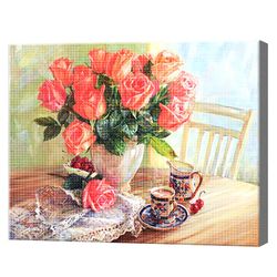 Букет чайных роз, 40x50 см, aлмазная мозаика