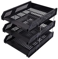 купить Лоток для документов Deli DLE9209-02 Set 3 tavite suprapozabile Simpli, negru в Кишинёве 