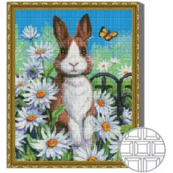 cumpără Tablou pe numere Art Gallery QB206166 Mozaic cu diamante patrate 40x50cm Iepuras printre romanite în Chișinău 