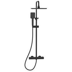 BILOVEC система душевая (смеситель-термостат для душа, верхний и ручной душ, шланг полимер), черный мат (ванная)