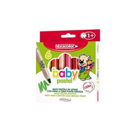 Карандаши цветные дерево+воск Fibracolor Baby Pastel 6 цветов