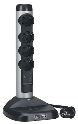 cumpără Prelungitor electric Legrand 694630 Bloc Multipriza Mobil Vertical 4x2P+T cu Inductie 2xUSB al-n,LR în Chișinău