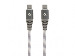 Blister Type-C/Type-C, CM/CM,  1.5 m,  60W charging power,Cablexpert Cotton Braided Spacegrey/White
