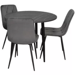 купить Комплект стол и стулья Evelin di Costacurta cтол DT-404-6B + 3 стула YTC-080B Bluvel-14 (Dark grey) в Кишинёве 