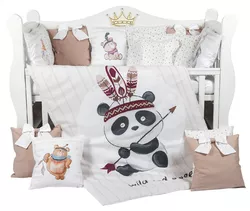 cumpără Lenjerie de pat pentru copii PernaMea Set lenjerie 8 piese Premium Panda (PM.105896/2) în Chișinău 
