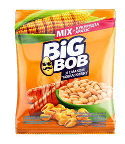 Микс арахис и жареная кукуруза Big Bob со вкусом колбасок BBQ (60г)