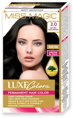 Краска для волос, SOLVEX Miss Magic Luxe Colors, 108 мл., 3.0 - Натуральный тёмно-коричневый