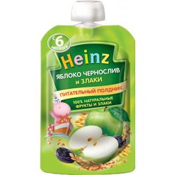 Heinz пюре яблоко, чернослив и злаки, 6+мес. 90г
