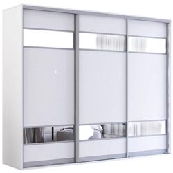 cumpără Dulap Mobildor-Lux Fox uși glisante din PAL cu elemente din oglindă (270x60x230H cm) Alb în Chișinău 