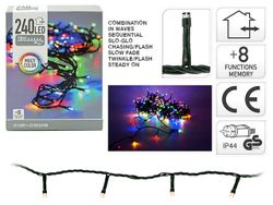 Огни новогодние "Нить" 240LED разноцвет, 18m, in/out, 8реж
