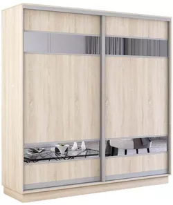 купить Шкаф Mobildor-Lux Fox uși glisante din PAL cu elemente din oglindă (210x60x230H cm) Sonoma в Кишинёве 