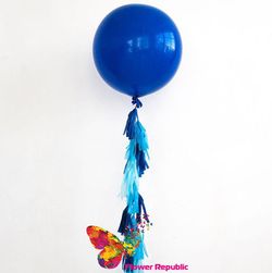 Большой латексный синий шар 91 см с гирляндой тассел