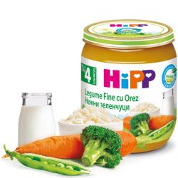 Hipp пюре овощи и рис, 4+мес. 125г