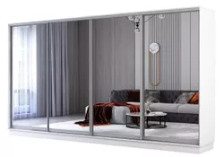 купить Шкаф Mobildor-Lux Fox uși glisante din oglinzi (370x60x220H cm) Alb в Кишинёве 