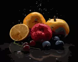 cumpără Tablou pe numere Strateg 58059 Compozitia fructelor 40x50cm (fundal negru) în Chișinău 