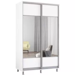 cumpără Dulap Mobildor-Lux Aron-P uși glisante din PAL cu oglindă orizontal (130x60x220H cm) Alb Brilliant în Chișinău 