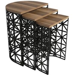 cumpără Măsuţă cafea Trendy Stil Metal Ferforje, Nuc, masa de cuibarit (3 bucati) în Chișinău 